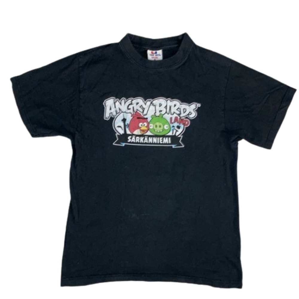 ANGRY BIRDS LAND Sarkaniemi Black short sleeved t shirt crewneck Size Small